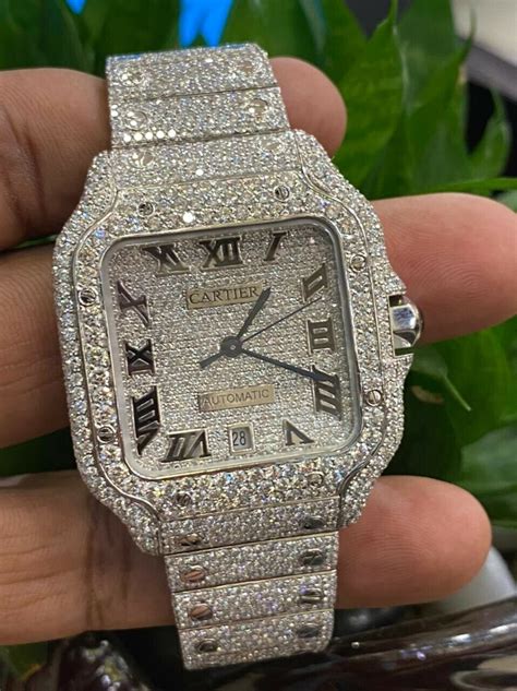 cartier watch men diamond|cartier diamond watch men's silver.